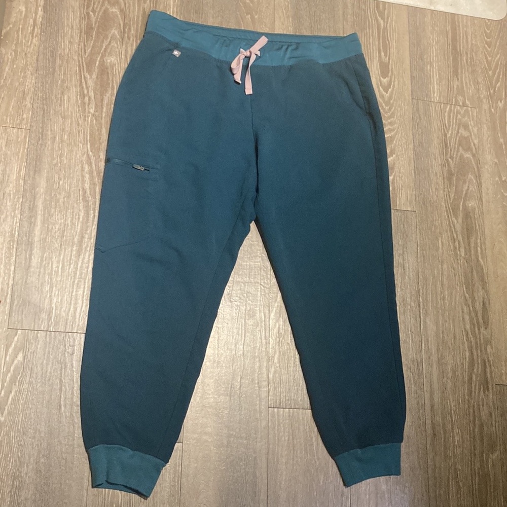 Figs Zamora Jogger Scrub Pants Caribbean Blue Large Petite Limited Edition